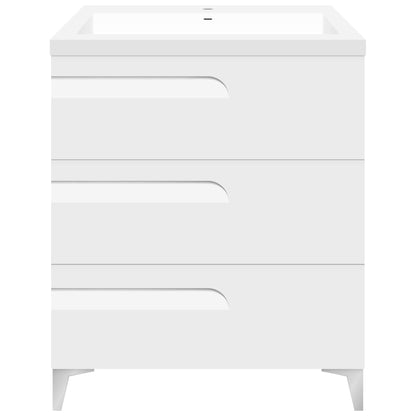 30’’ Freestanding Single Sink Bathroom Vanity in White Gloss with Square Counter Top LV7B-30W - Bathroom Vanities