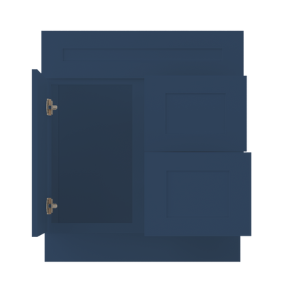 30 in W x 34 1/2 in H x 21 in D Vanity Sink Base Cabinet with Left Drawers Danbury Blue - Bathroom Vanities