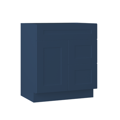 30 in W x 34 1/2 in H x 21 in D Vanity Sink Base Cabinet with Left Drawers Danbury Blue - Bathroom Vanities