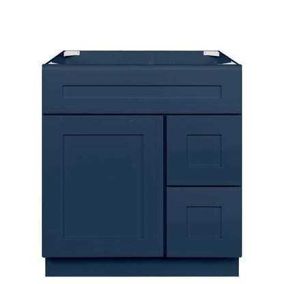 30 in W x 34 1/2 in H x 21 in D Vanity Sink Base Cabinet with Right Drawers Danbury Blue - Bathroom Vanities