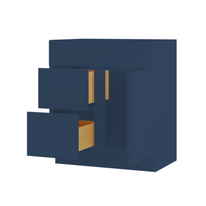 30 in W x 34 1/2 in H x 21 in D Vanity Sink Base Cabinet with Right Drawers Danbury Blue - Bathroom Vanities