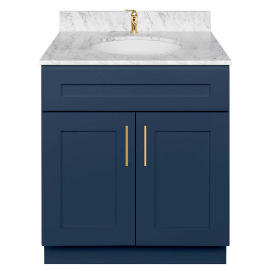 30 in W x 34.5 in. H x 21 in. D Vanity Sink Base Cabinet VSB3021345 Danbury Blue LessCare - Bathroom Vanities