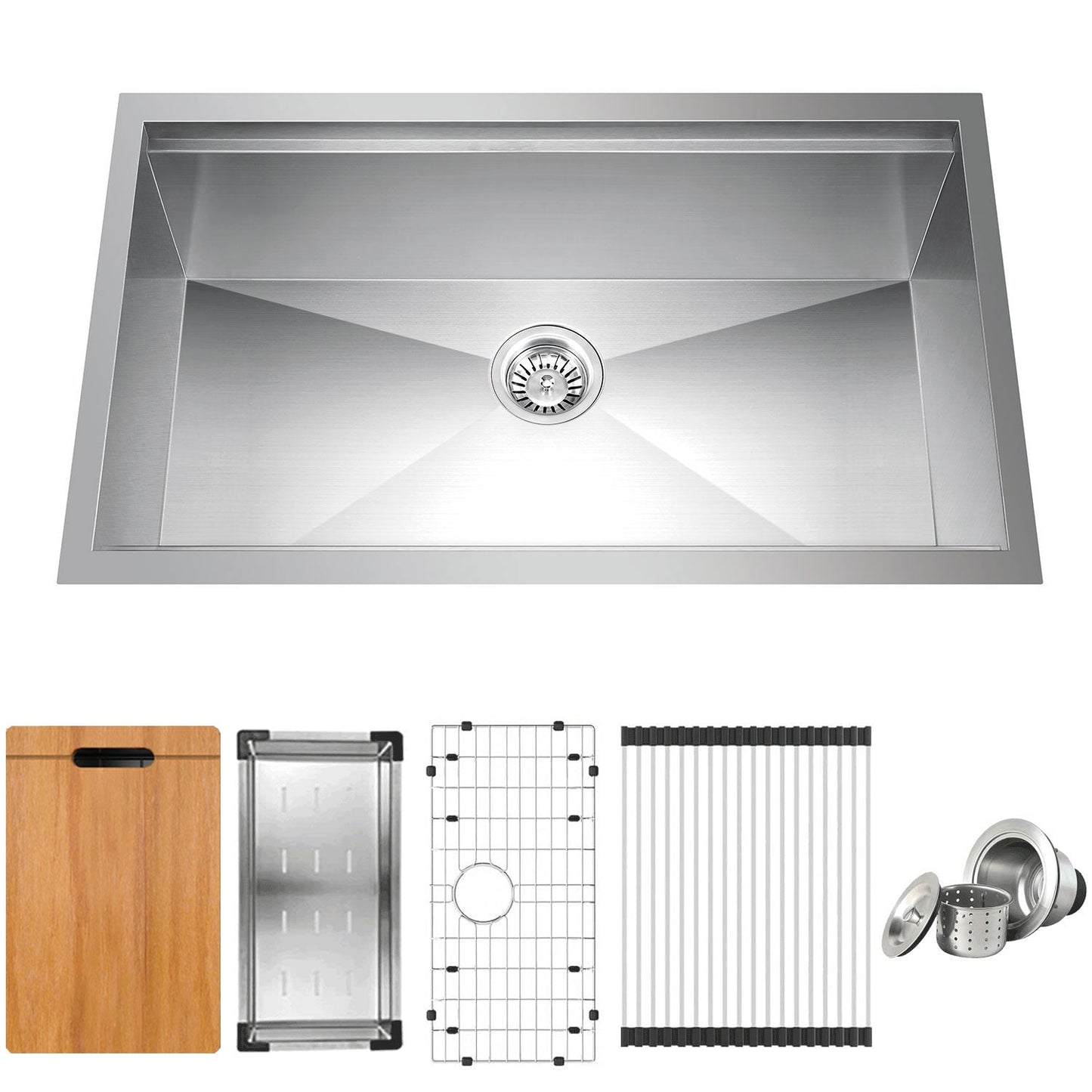 30 in Zero-Radius Dual Mount Stainless Steel Single Bowl Kitchen Sink with Workstation - Sinks