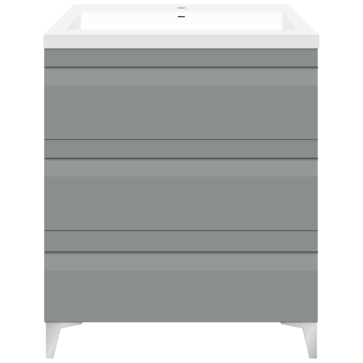 30’’ W Freestanding Modern Gray Vanity LV8B-30G with Square Sink Top - Bathroom Vanities