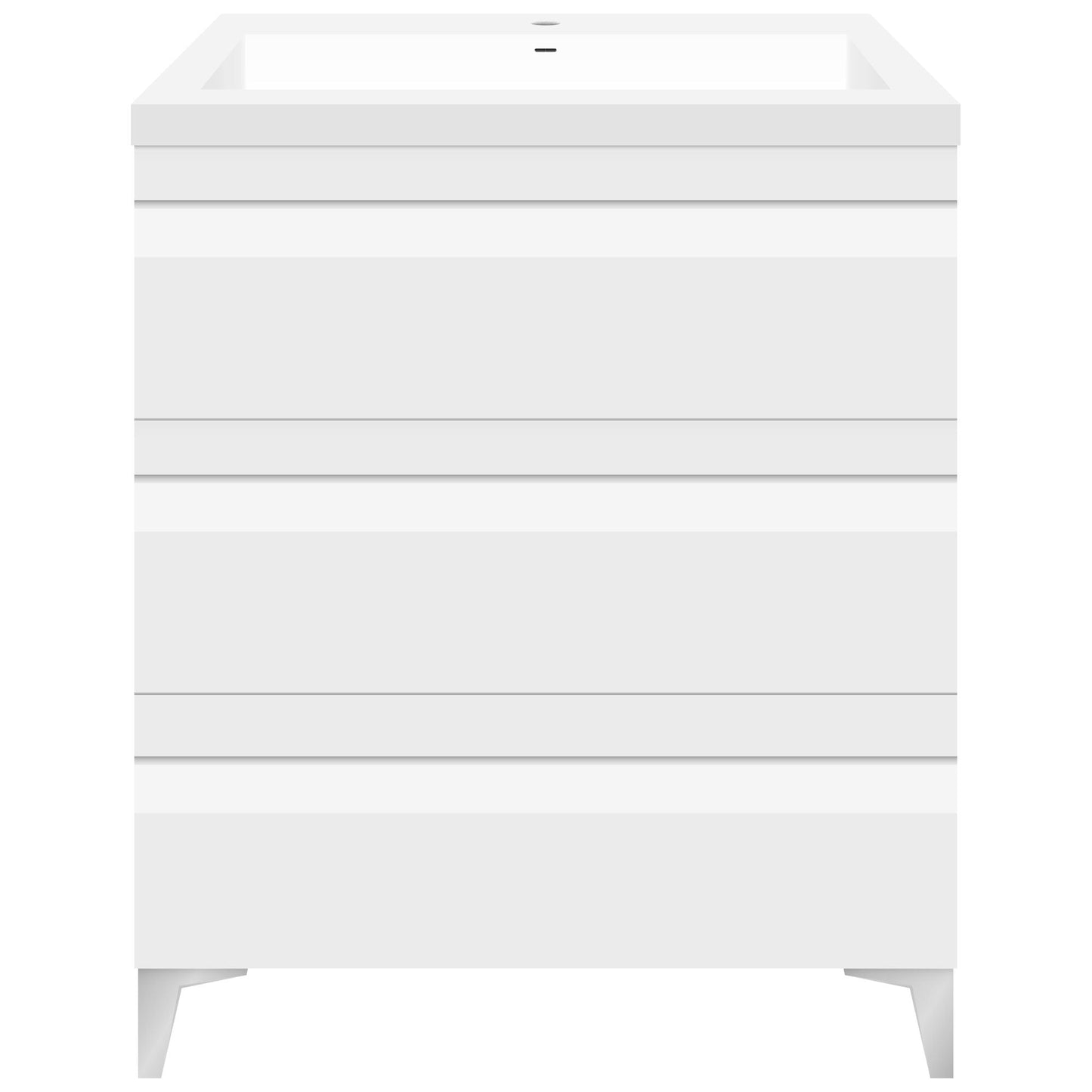 30’’ W Freestanding Modern White Vanity LV8B-30W with Square Sink Top - Bathroom Vanities