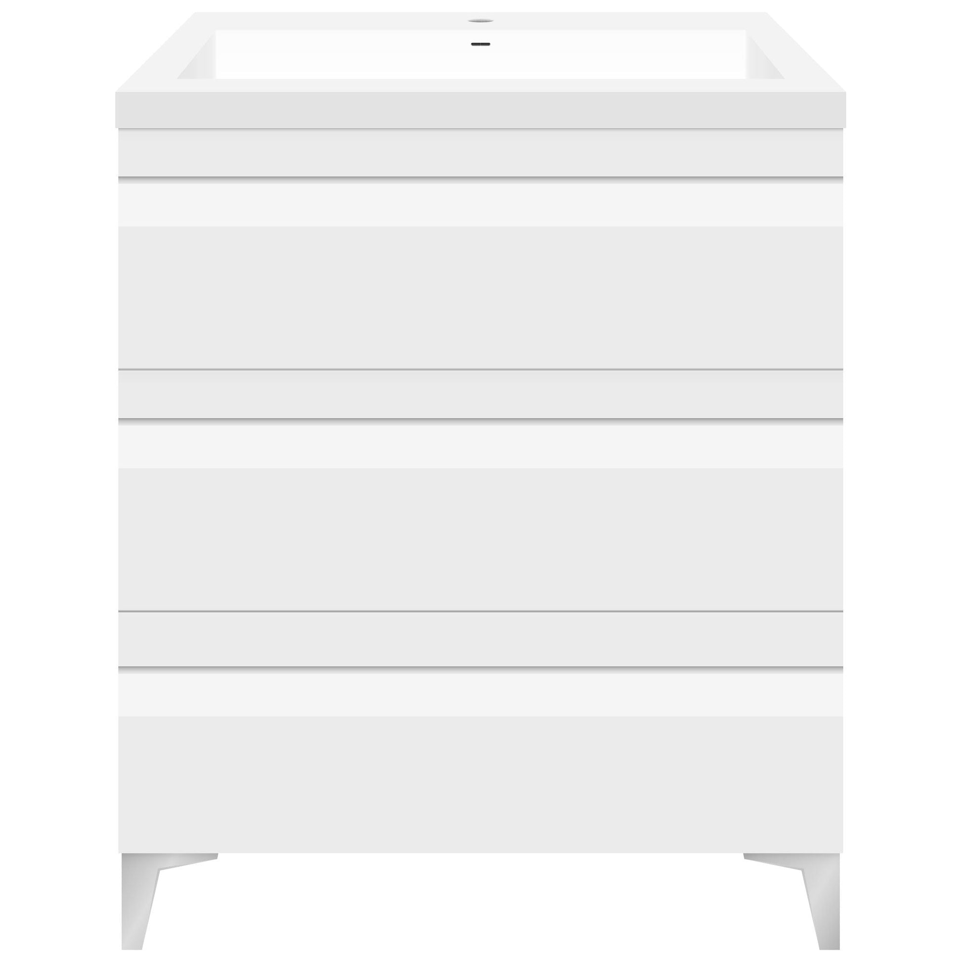 30’’ W Freestanding Modern White Vanity LV8B-30W with Square Sink Top - Bathroom Vanities