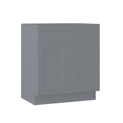 30 W x 21 D x 34.5 H Vanity Sink Base Cabinet with Left Drawers - Colonial Gray - Bathroom Vanities