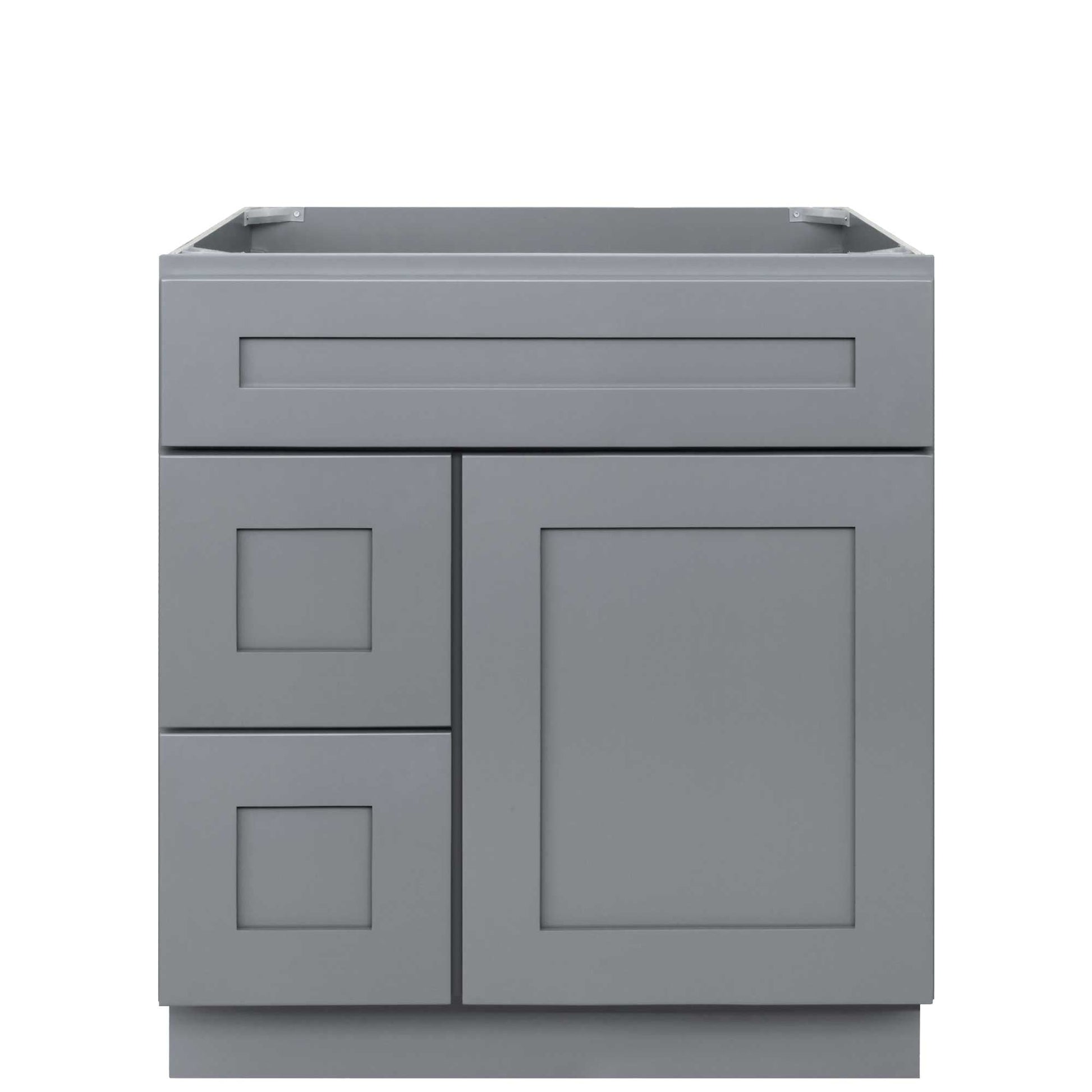 30 W x 21 D x 34.5 H Vanity Sink Base Cabinet with Left Drawers - Colonial Gray - Bathroom Vanities