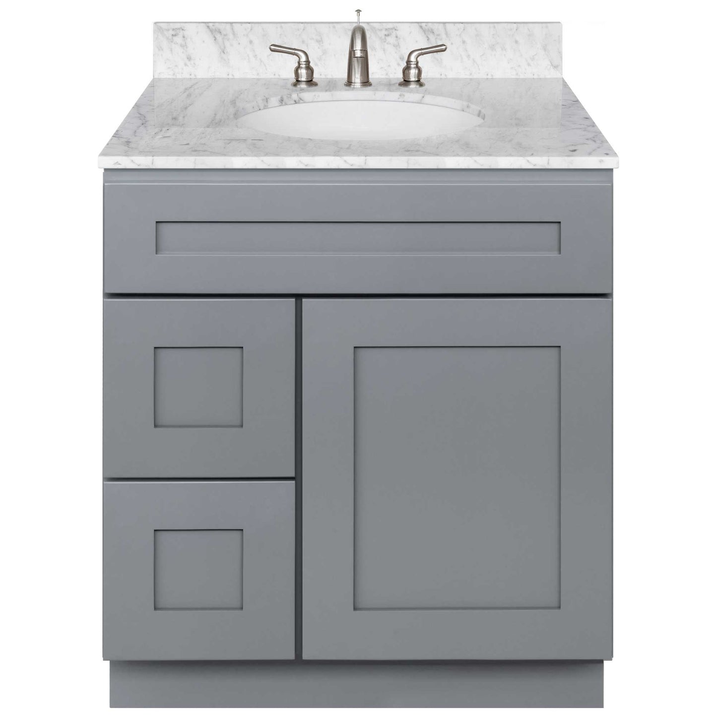 30 W x 21 D x 34.5 H Vanity Sink Base Cabinet with Left Drawers - Colonial Gray - Bathroom Vanities