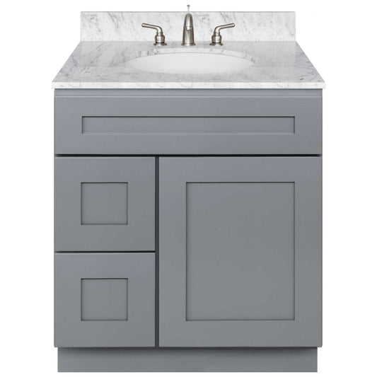 30 W x 21 D x 34.5 H Vanity Sink Base Cabinet with Left Drawers - Colonial Gray - Bathroom Vanities