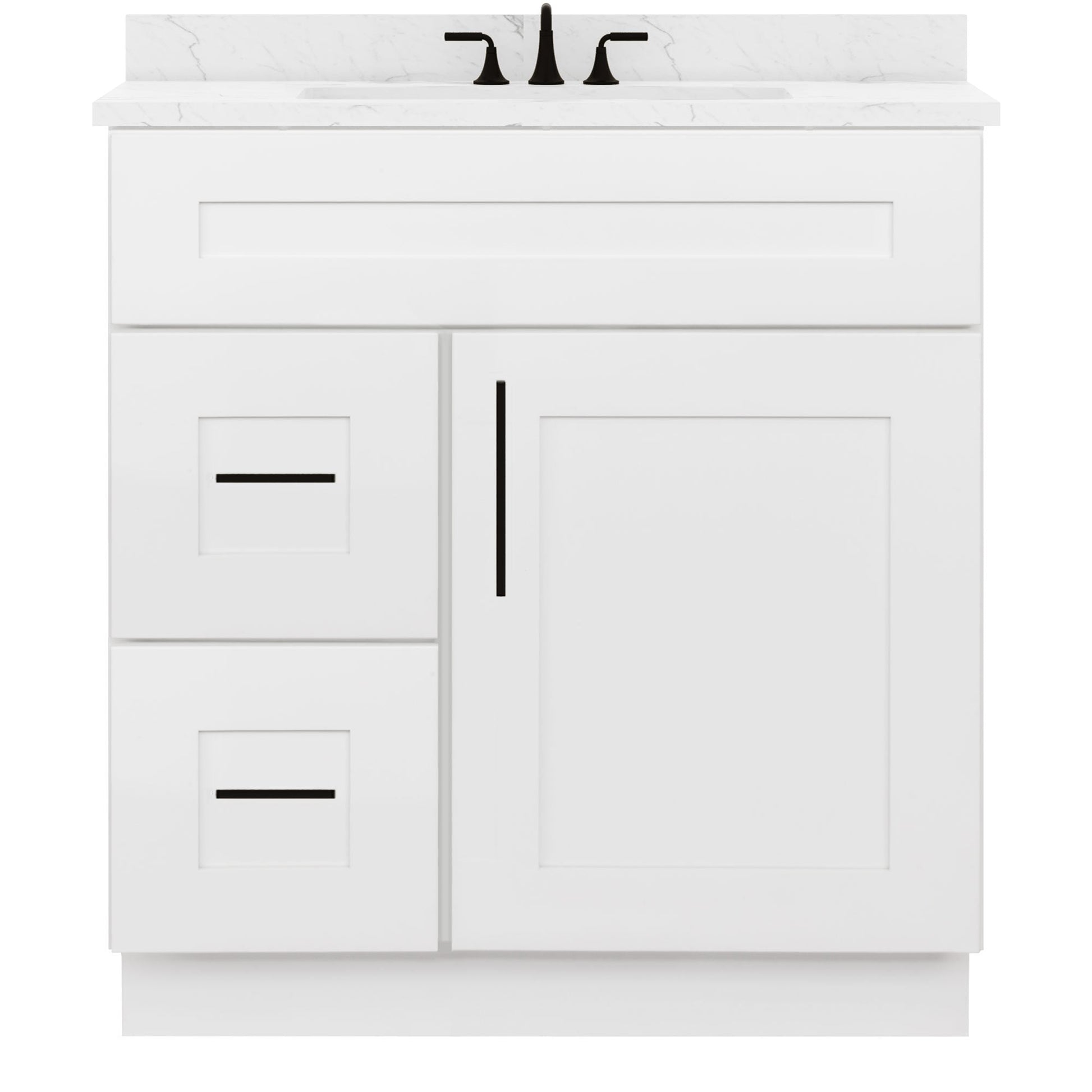 30 W x 21 D x 34.5 H Vanity Sink Base Cabinet with Left Drawers - Alpina White - Bathroom Vanities