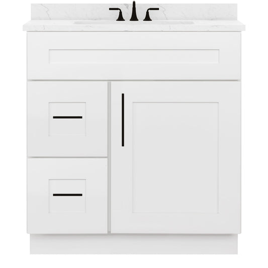 30 W x 21 D x 34.5 H Vanity Sink Base Cabinet with Left Drawers - Alpina White - Bathroom Vanities