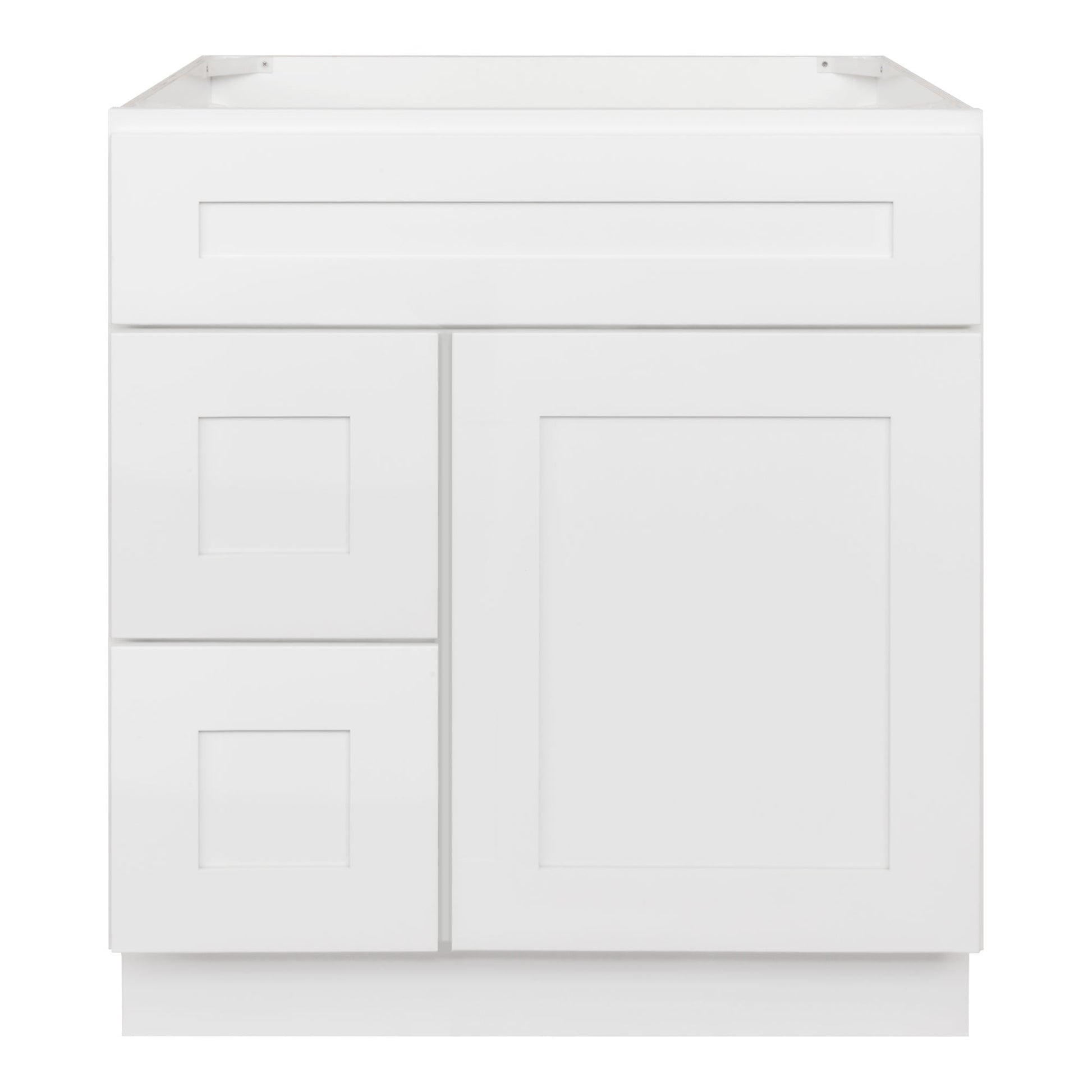 30 W x 21 D x 34.5 H Vanity Sink Base Cabinet with Left Drawers - Alpina White - Bathroom Vanities