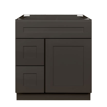 30 W x 21 D x 34.5 H Vanity Sink Base Cabinet With Left Side Drawers Avalon Charcoal Bathroom Vanities