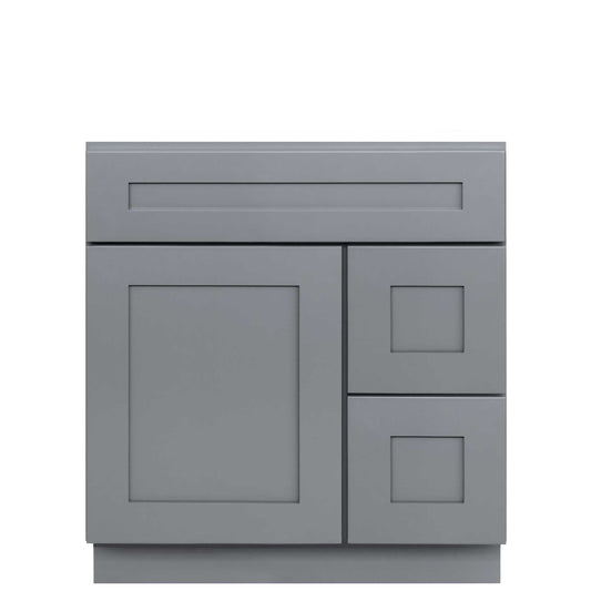 30 W x 21 D x 34.5 H Vanity Sink Base Cabinet with Right Drawers - Colonial Gray - Bathroom Vanities