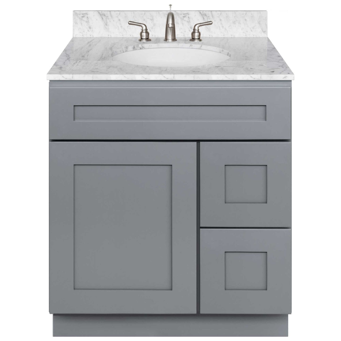 30 W x 21 D x 34.5 H Vanity Sink Base Cabinet with Right Drawers - Colonial Gray - Bathroom Vanities