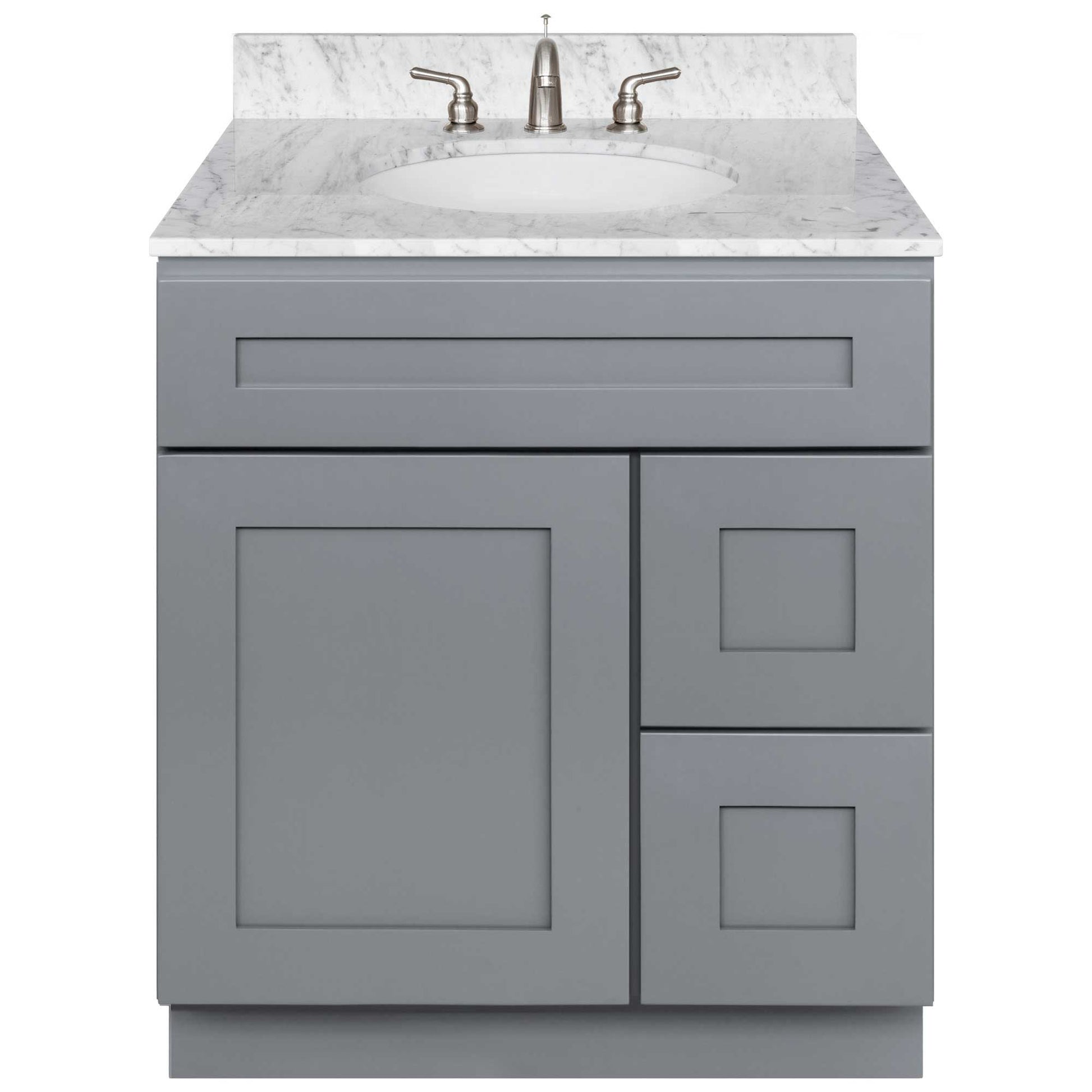30 W x 21 D x 34.5 H Vanity Sink Base Cabinet with Right Drawers - Colonial Gray - Bathroom Vanities