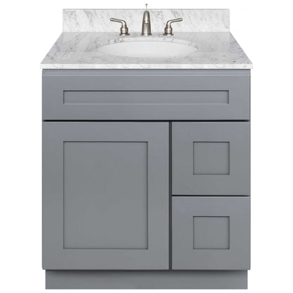 30 W x 21 D x 34.5 H Vanity Sink Base Cabinet with Right Drawers - Colonial Gray - Bathroom Vanities