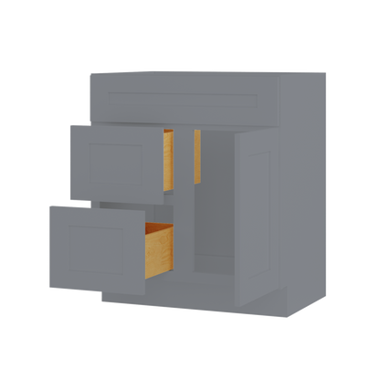 30 W x 21 D x 34.5 H Vanity Sink Base Cabinet with Right Drawers - Colonial Gray - Bathroom Vanities