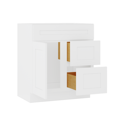 30 W x 21 D x 34.5 H Vanity Sink Base Cabinet with Right Drawers - Alpina White - Bathroom Vanities