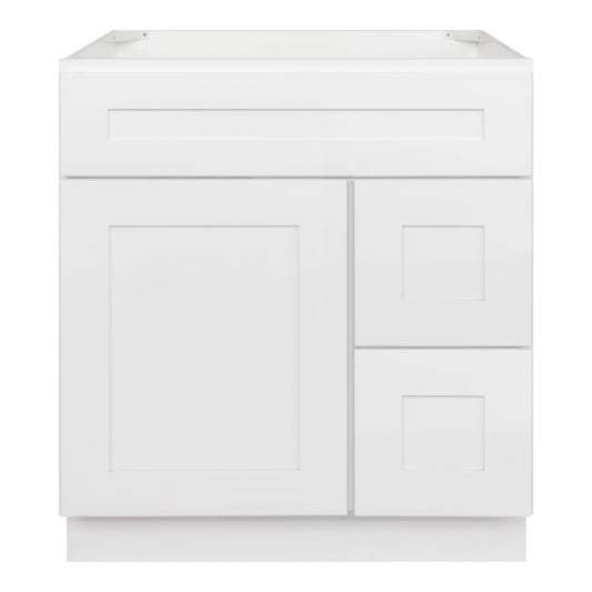 30 W x 21 D x 34.5 H Vanity Sink Base Cabinet with Right Drawers - Alpina White - Bathroom Vanities