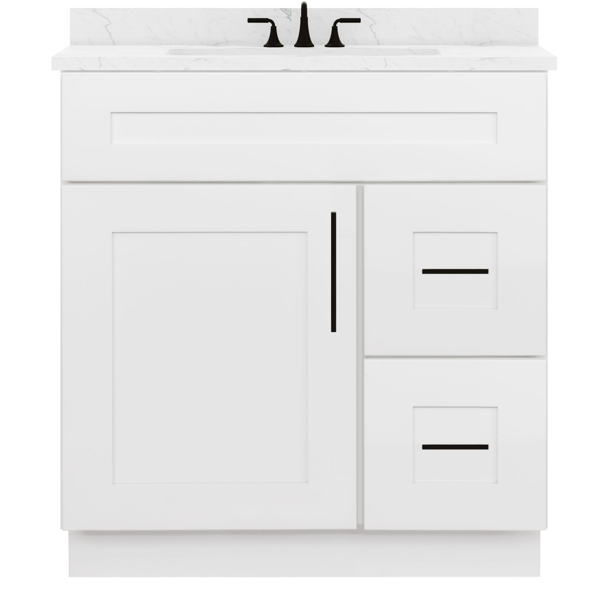 30 W x 21 D x 34.5 H Vanity Sink Base Cabinet with Right Drawers - Alpina White - Bathroom Vanities