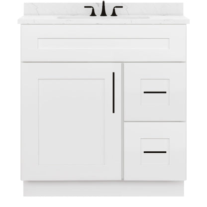 30 W x 21 D x 34.5 H Vanity Sink Base Cabinet with Right Drawers - Alpina White - Bathroom Vanities
