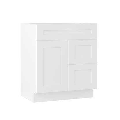 30 W x 21 D x 34.5 H Vanity Sink Base Cabinet with Right Drawers - Alpina White - Bathroom Vanities