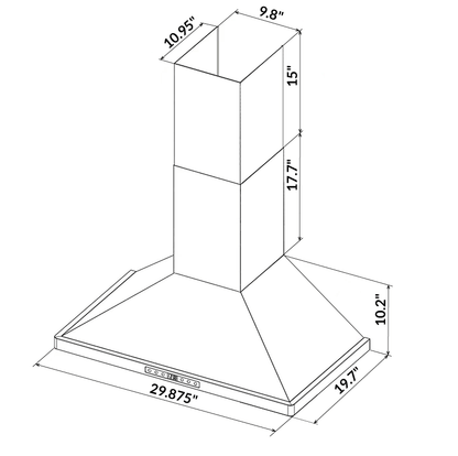 30’’ Wall Mount Pyramid Range Hood LH3-30 with LED - Range Hoods
