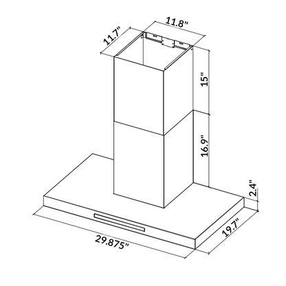 30’’ Wall Mount T-Shape Range Hood LH4-30 with LED - Range Hoods