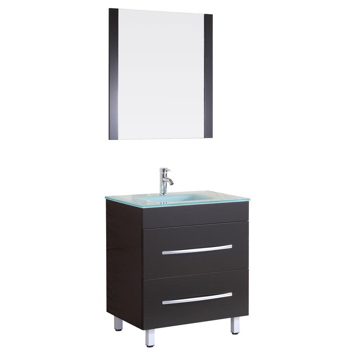 Style 4 - 30"W Black Vanity Sink Base Cabinet with Mirror (LV4-30B)