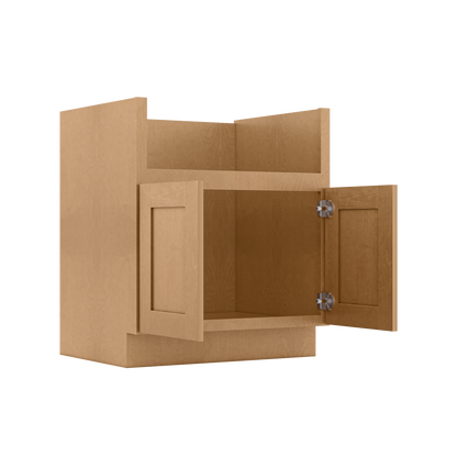 30’’W Farmhouse Sink Base Cabinet Shaker Toffee - Kitchen Cabinets