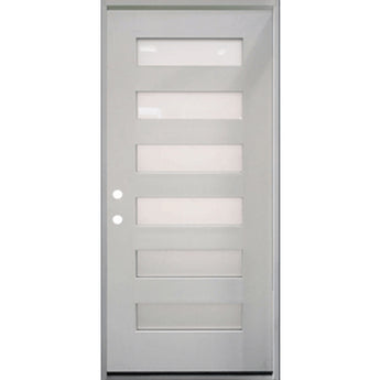 6-LITE SHAKER, ACID ETCH FIBERGLASS DOOR UNFINISHED WHITE