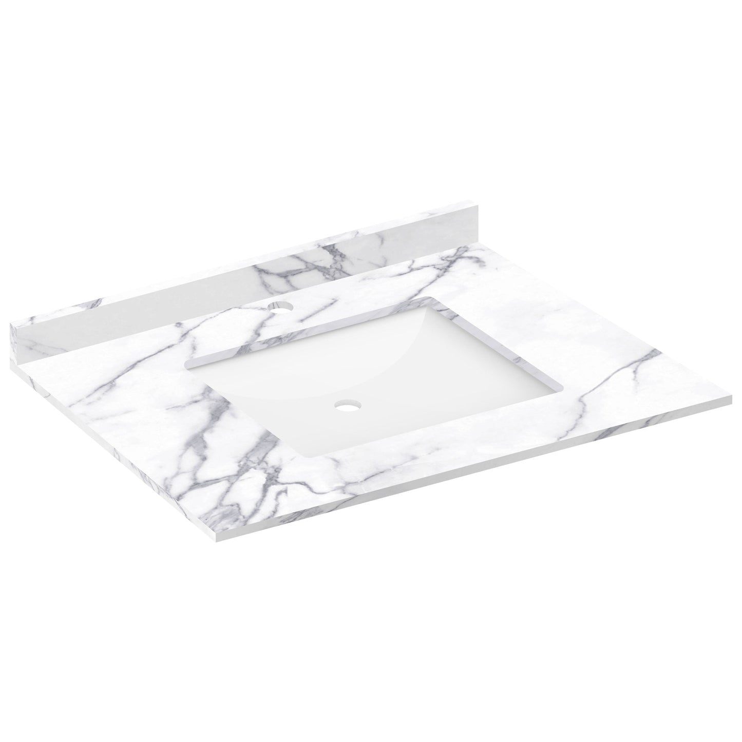 31 W x 22 L Calacatta White Vanity Top with Square Sink - Single Faucet - Vanity Tops