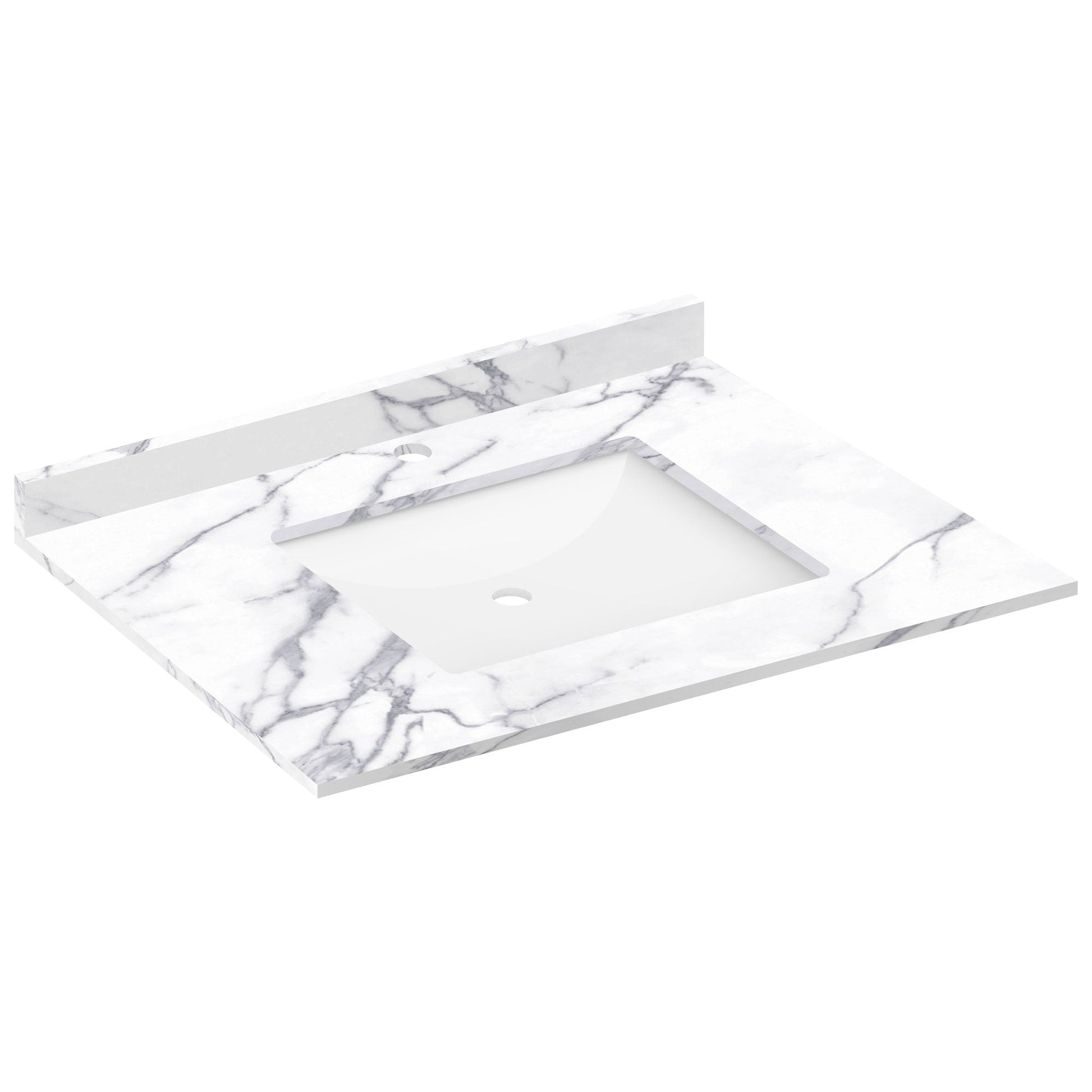 31 W x 22 L Calacatta White Vanity Top with Square Sink - Single Faucet - Vanity Tops