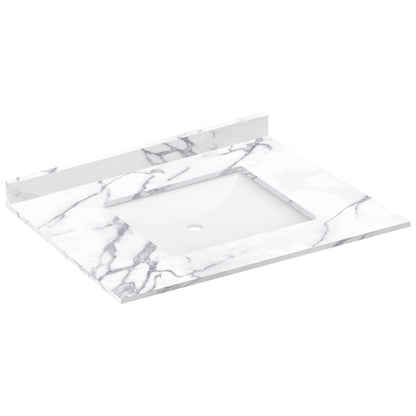 31 W x 22 L Calacatta White Vanity Top with Square Sink - Single Faucet - Vanity Tops