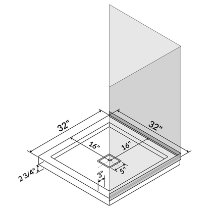 32 x 32 Single/Double Threshold Shower Base Pan Center Drain