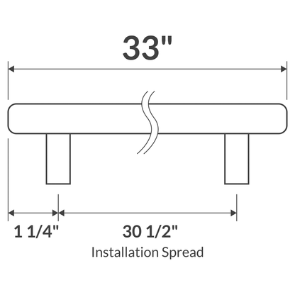 33’’ Brushed Nickel Bar-Style Handle/Pull LDH-33 - Hardware