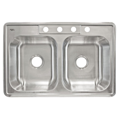 33 in. Drop-In 50/50 Double Bowl 20 Gauge Stainless Steel Kitchen Sink LTD64 - Sinks