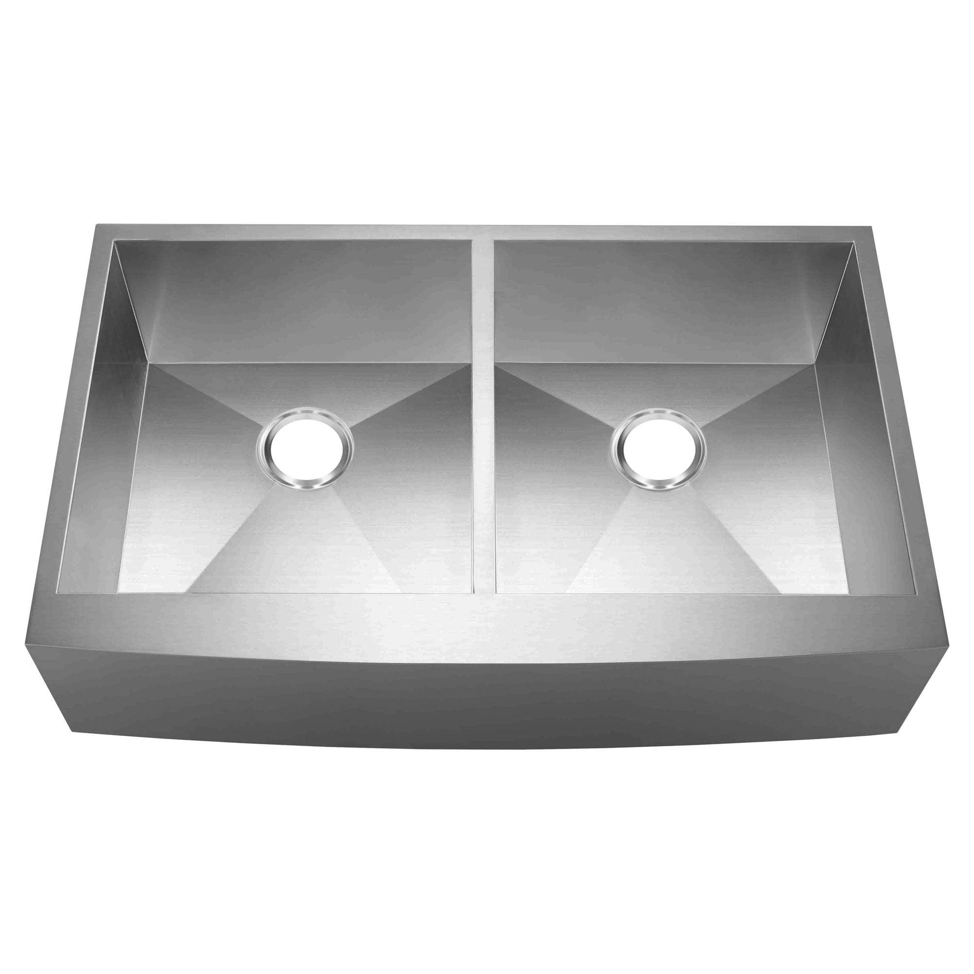 33 in. Farmhouse/Apron-Front 50/50 Double Bowl 16 Gauge Stainless Steel Kitchen Sink LPF4 - Sinks
