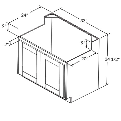 33’’W Farmhouse Sink Base Cabinet - Shaker Toffee - Kitchen Cabinets
