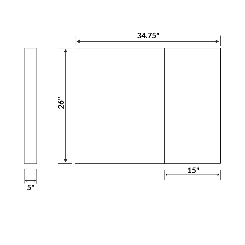35 W x 26 H Mirrored Medicine Cabinet LMC1-35 - Mirrors