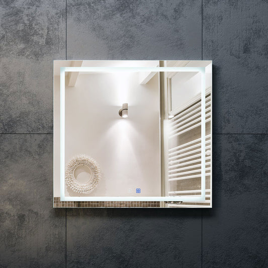 35 W x 32 H Modern Super White Front LED Frameless Mirror with Defogger - Mirrors