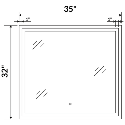 35 W x 32 H Modern Super White Front LED Frameless Mirror with Defogger - Mirrors