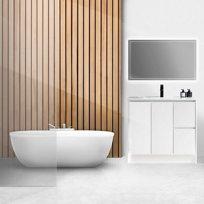 36’’ Freestanding Bathroom Vanity in White Gloss with White Single Sink Top LV19 36W Bathroom Vanities