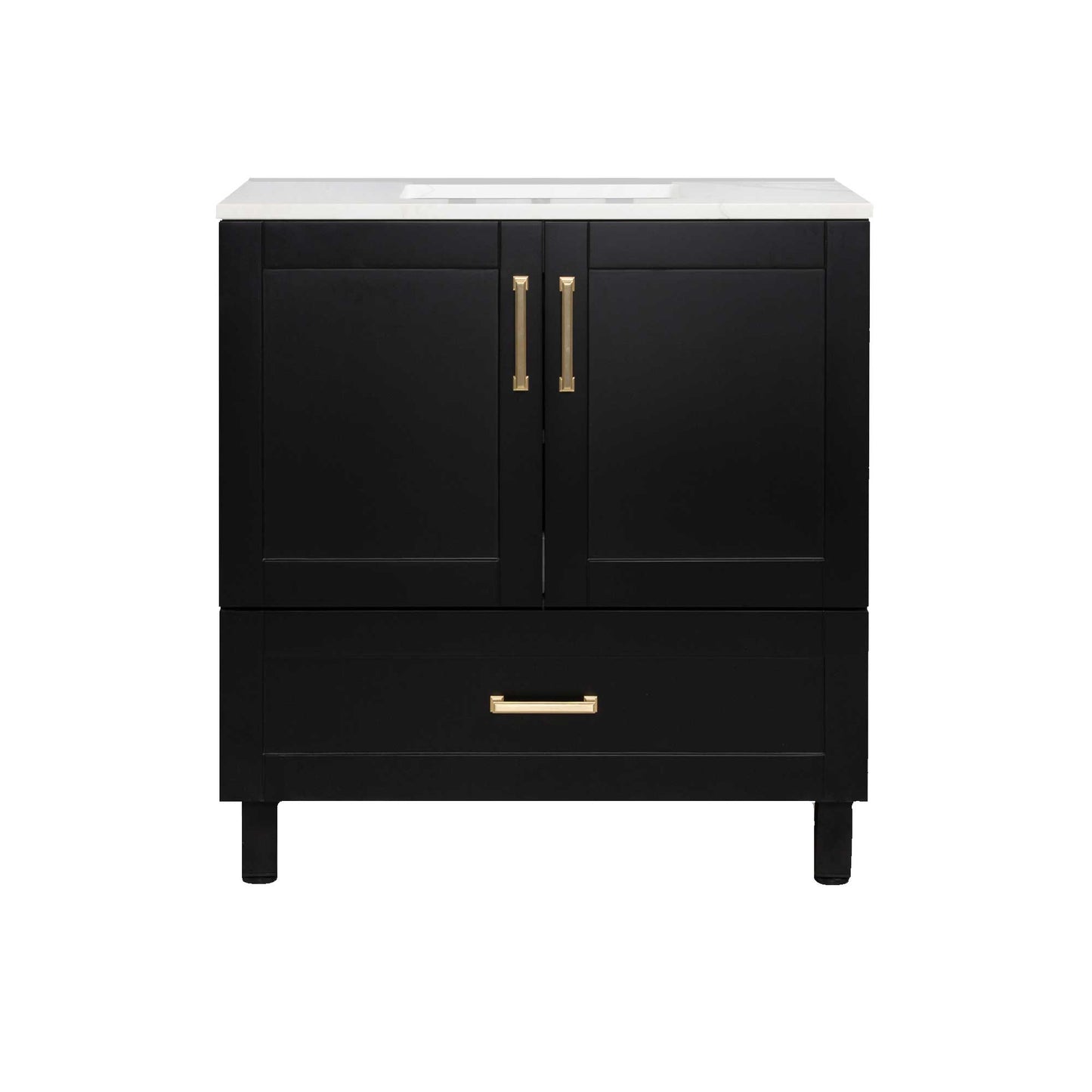 36’’ Freestanding Single Bathroom Vanity in Black with Quartz Stone Countertop - Bathroom Vanities