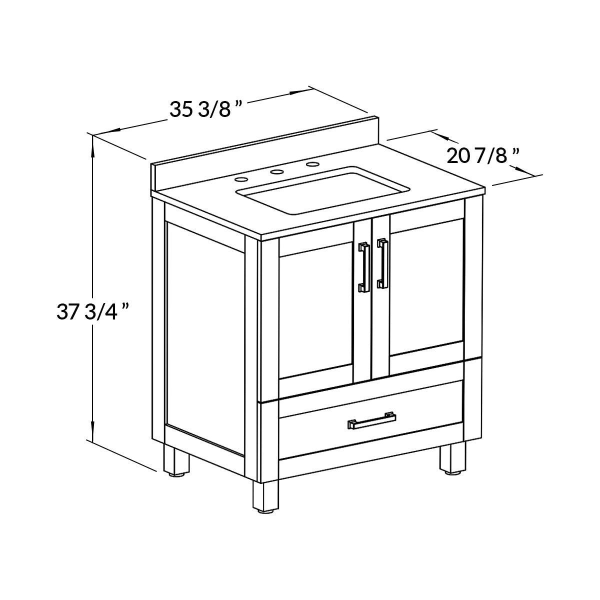 36’’ Freestanding Single Bathroom Vanity in Oak with Quartz Stone Countertop - Bathroom Vanities