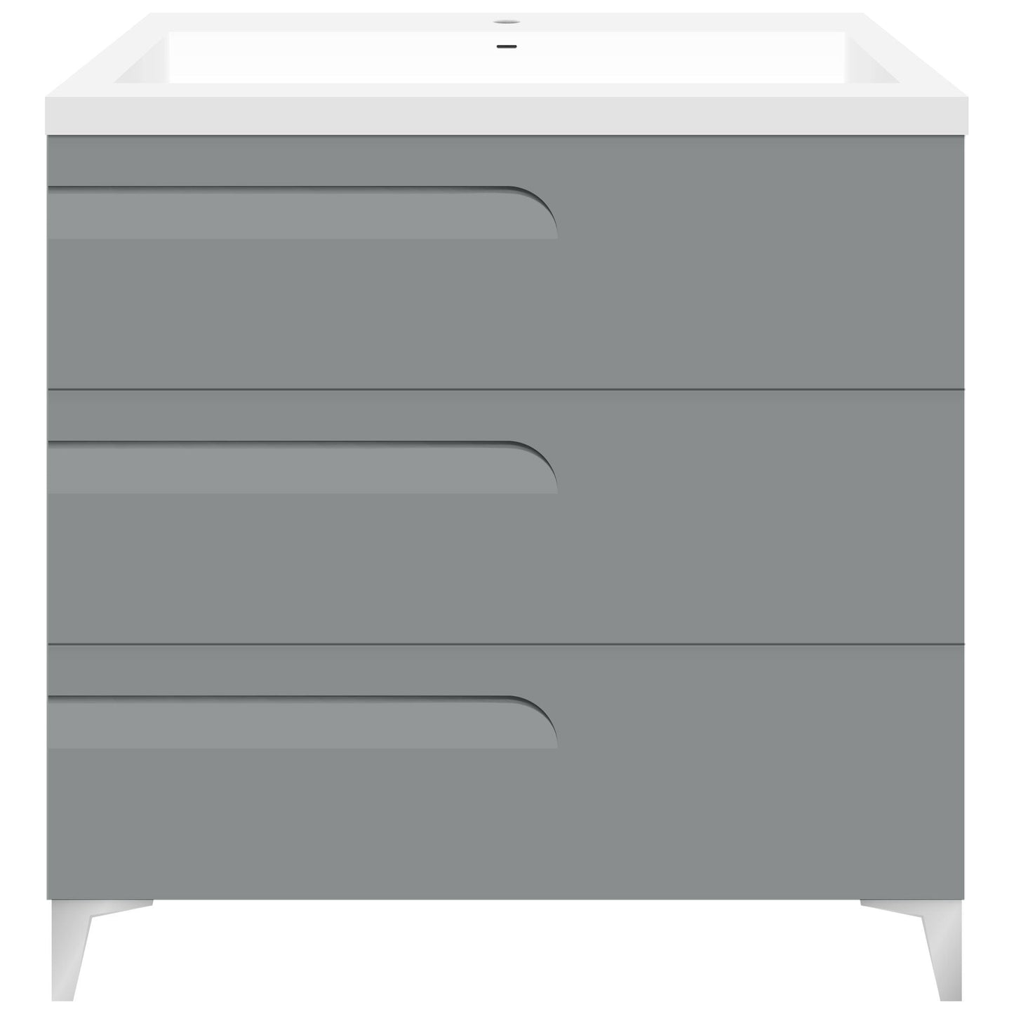 36’’ Freestanding Single Sink Bathroom Vanity in Gray Gloss with Square Counter Top LV7B-36G - Bathroom Vanities