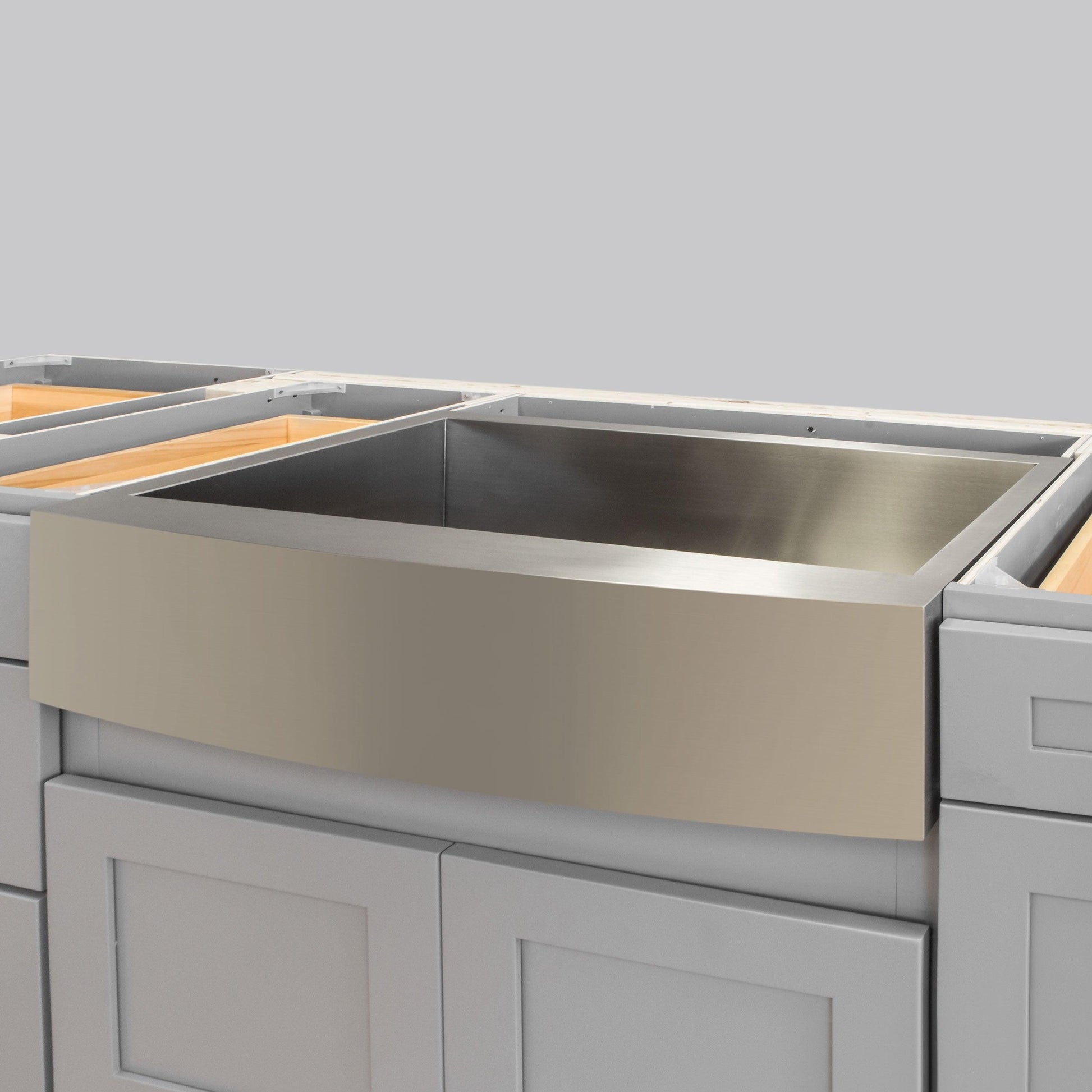 Modern Curved Farmhouse Full Apron Kitchen Sink 36"W x 21"L x 10"D