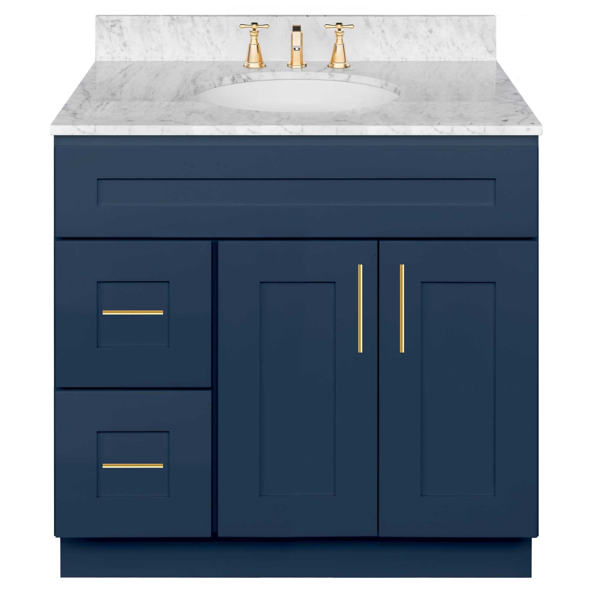 36 in W x 34 1/2 in H x 21 in D Vanity Sink Base Cabinet with Left Drawers Danbury Blue - Bathroom Vanities